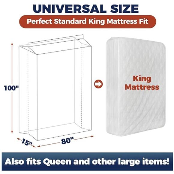 Heavy Duty King Mattress Bags for Moving & Storage –Fits King Size Bed - 1 Bag - Picture 2 of 6